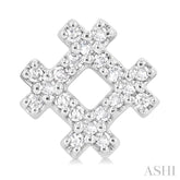 1/8 Ctw Petite Hashtag Motif Single Cut Diamond Fashion Earrings in 10K White Gold